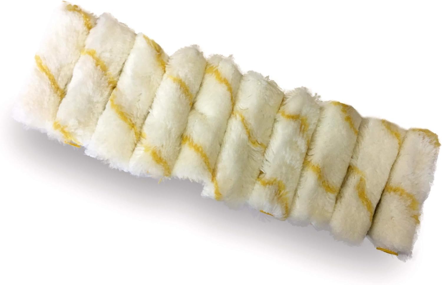 Pack 50 manchons mini rouleaux pattes de lapin rayées jaune | Polyamide 100 mm | Peinture plinthes radiateurs surfaces plates coques bateaux | Kibros 4KIT741x5
