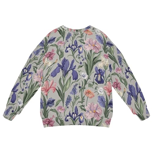 JUNZAN Spring Flowers Lavender Iris Grey Little Boys Hooded Sweatshirt Fleece Tops Clothing Shirts Camping 4T2