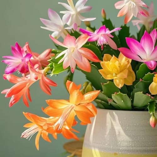 Christmas Cactus Live Plant - Schlumbergera - Bare Root, Well-Rooted Starter Plant for Indoor Home Garden, Assorted Colors (No Pot Included) (Colorful,2) - 1