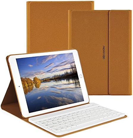 iPad Case for Apple Pro 9.7" Keyboard Case Cover(A1673),Morecoo Discolored Pu Leather with Magnetic Removable Bluetooth Keyboard and Auto Sleep/Wake for new 2017 ipad smart Case(Brown)