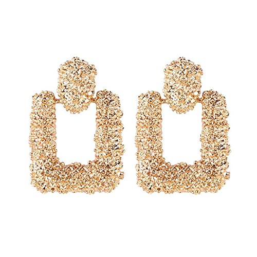 Grosses boucles d'oreilles en couleur or rose géométriques pour femmes en argent