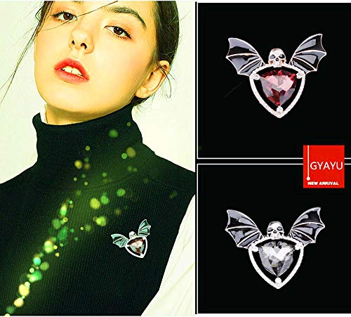 Skull Enamel Pins,Gothic Batwing Rhinestone Crystal Brooch Pins for Women Girls2