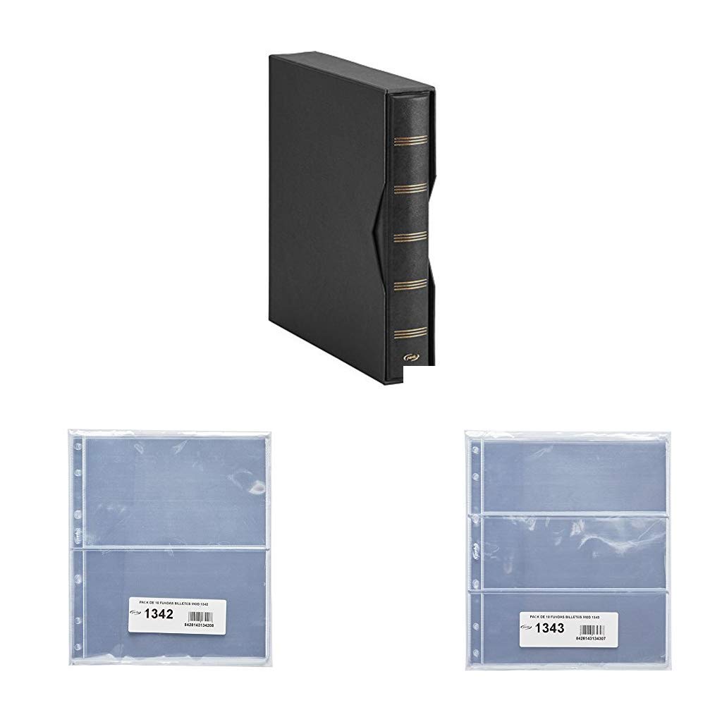 Pardo 1340 - Album Para Colección Billetes Universales + 10 Fundas 134200 + 10 Fundas 134300 (Negro)