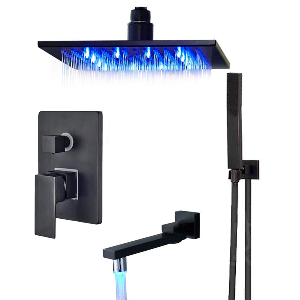 AYCDL 20 Inches Led Rain Orb Rain Mixer Shower Combo Set Ceiling Mounted Bathroom Shower Faucet Set with Shower Head, Handheld Shower, Swivel Tub Spout