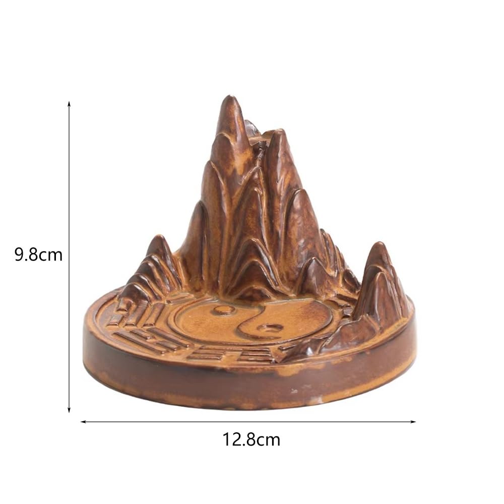 Quemador de incienso de cascada, de cerámica china, diagrama de Tai Chi Bagua, protección del hogar, soporte de incienso de alta montaña, quemador de flujo inverso de agua para aromaterapia para