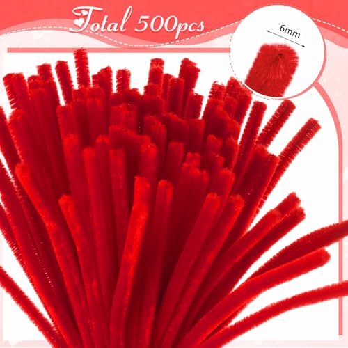 Image of Peryiter 500 Pcs Pipe Cleaners for DIY Flower Bouquets, Chenille Stems for Graduation Bouquet Crafts, Fuzzy Sticks for Handmade Flowers, DIY Gift, Art Projects(Rose Color,12 Inch)