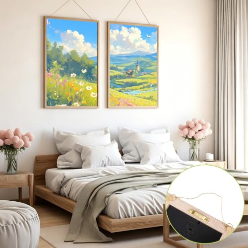 Image of Picture Hanging Kit - 13Pcs Picture Rail Hooks, 3 Rolls 3M Hanging Wires, 40Pcs D Ring Picture Hangers with Screws for Wall Pictures Exhibition(Gold)