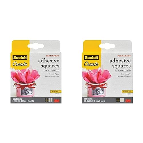 Miniatura 1 de Scotch Cuadrados adhesivos, 45 x 0.45 pulgadas, 1000 unidades, excelentes para todas las manualidades de papel (009-1000-CFT) (paquete de 2)