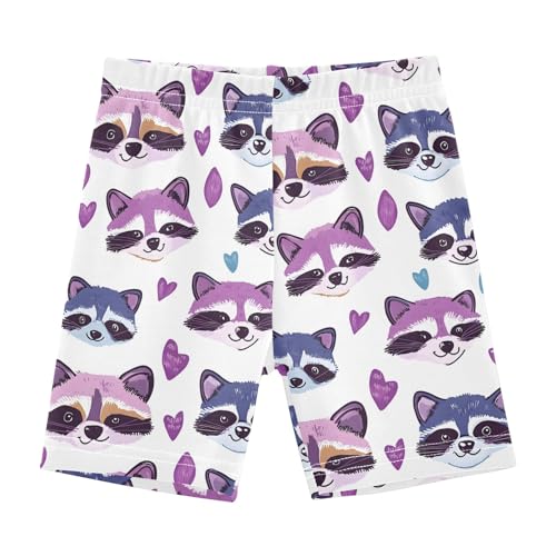 Little Purple Raccoon Girls Shorts Elastic Waist Sports Shorts Girls Leggings Pants for 4-10 Years