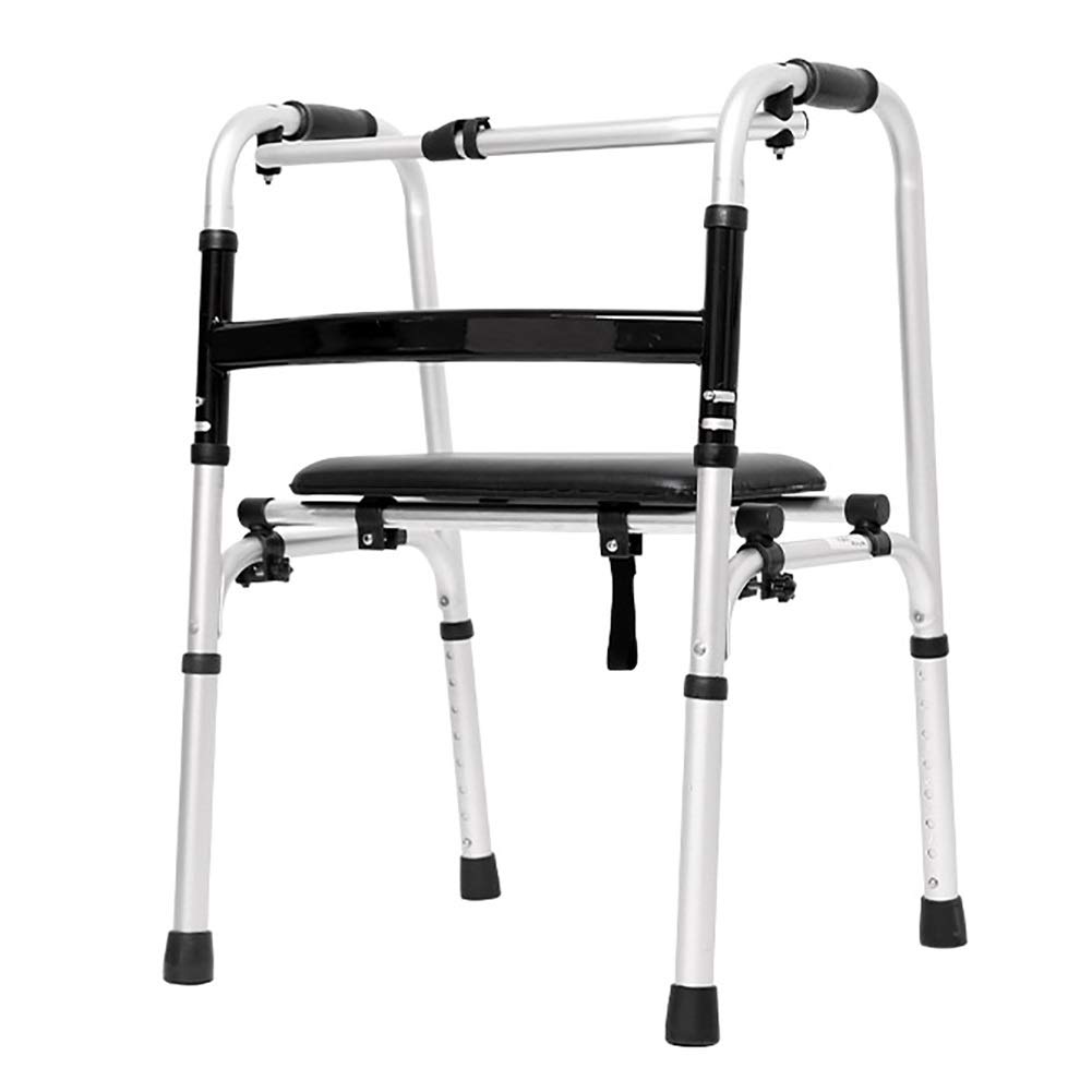 Andador con Ruedas para Trabajo Pesado, Andador Vertical Plegable con Asiento, Asistente de Paso de Altura Ajustable para Adultos Mayores, Andador con Ruedas para Alfombra Interior (Color : with
