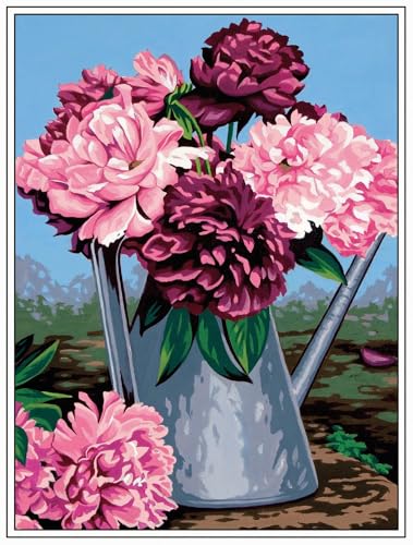 Canevas Pénélope Margot l'arrosoir aux pivoines une toile de prestige