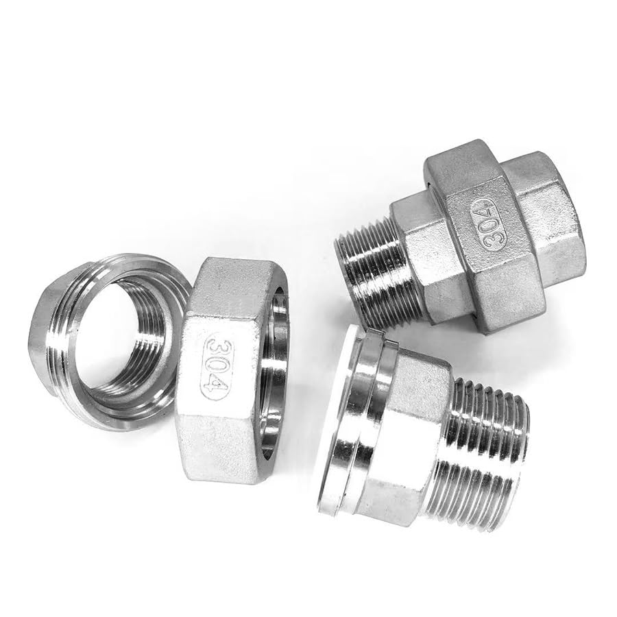 1 pieza de acoplamiento de unión de acero inoxidable 304 1/4" 3/8" 1/2" 3/4" 1" 1-1/4" 1-1/2" 2" BSP hembra macho rosca fundida tubería (color: F-M, tamaño: 1-1/2" ) )