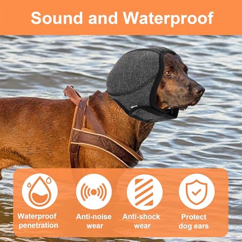 Hunde Ohrenschützer Mit Geräuschunterdrückung,Hunde Gehörschutz,Wasserdichter Hunde Ohrenschutz mit Elastischem Kopfband,verstellbare Hunde Ohrenschützer Für Geräuschblockierung, Beruhigung,Baden