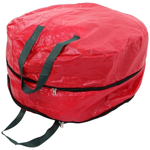 BRIGHTFUFU Artificial Wreath Storage Bag Christmas Decorations Organizer Large Round Bag Double Layered Garland Holder