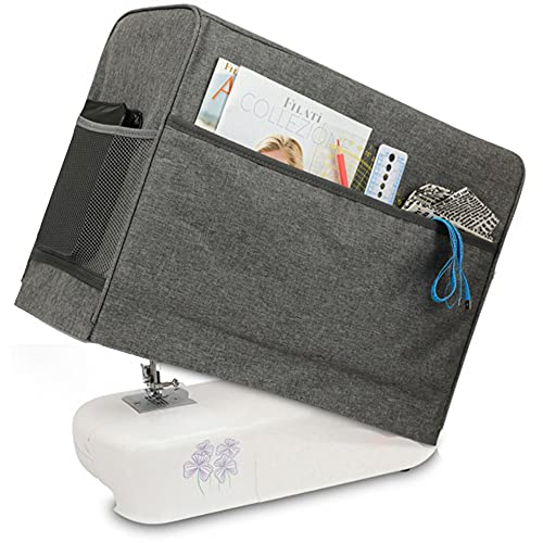 UCARE Sewing Machine Cover Compatible with Singer/Brother Machines Dust Covers with Storage Pockets for Most Standard Sewing Machines Cover (Grey)