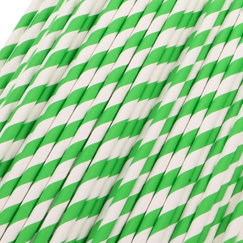 100 pitillos de papel con rayas verdes miniatura 3