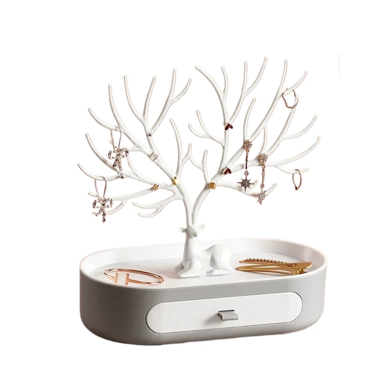 Zymjzbetic Jewellery Tree Jewelry Rack Necklaces Rings Display Bracelet Deer Organizer Cases Stand Tray Tree Gifts for Women(Black)
