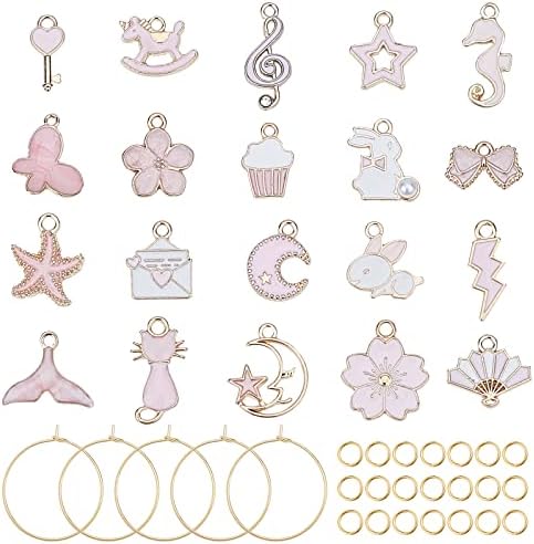 SUNNYCLUE Wooden Wine Glass Charms Tags Wood Wine Glass Identifiers Markers with 20Pcs Wood Pendants & 20Pcs Hoop Earrings Findings & 20Pcs Jump Rings for Party Favors Family Gathering