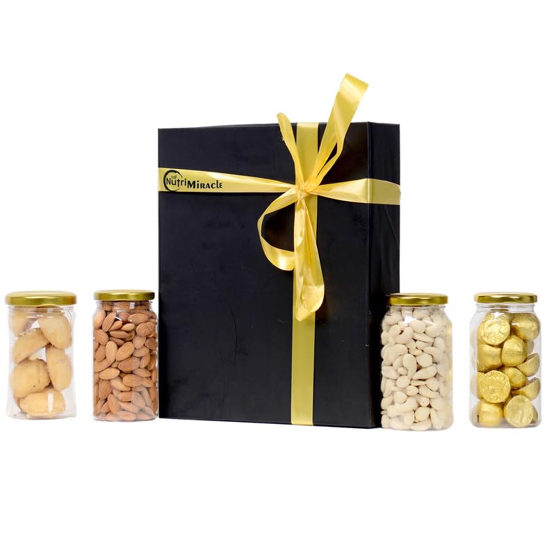 Image of NUTRI MIRACLE Diwali Dry Fruits Nuts Chocolates Gift Hamper with Laddu Candles for Office Parties