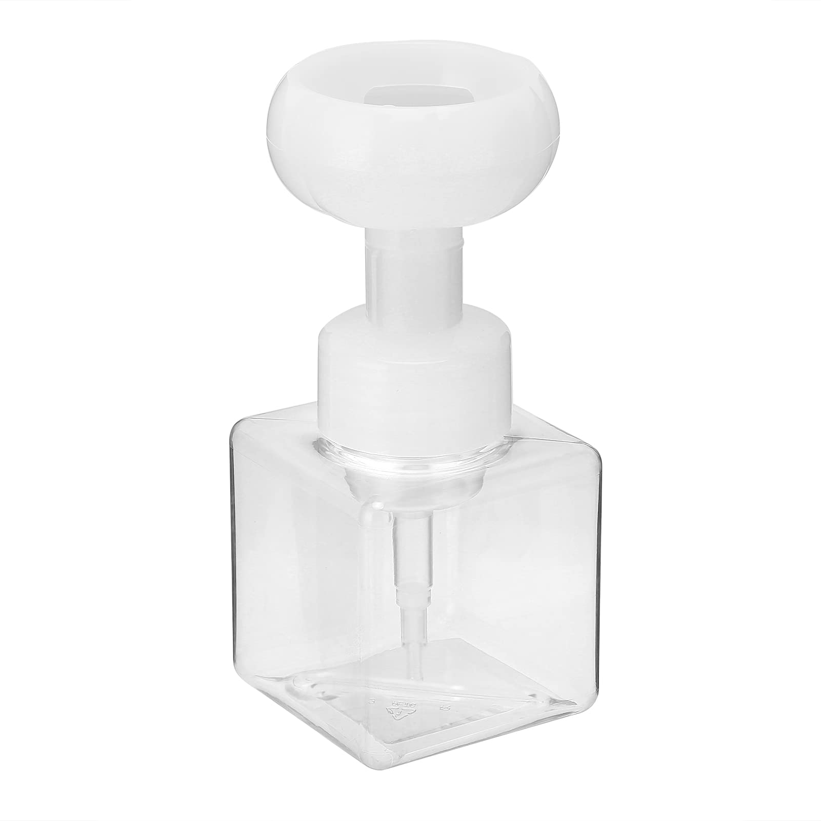 Wedinard Foaming Pump Dispenser, Safe and Firm Mousses Bottles Flower-Shaped with Large‑Caliber Design for Distribute Lotion Shampoo Shower Gel, Etc.(Square Transparent Flower Sparkling Bottle)