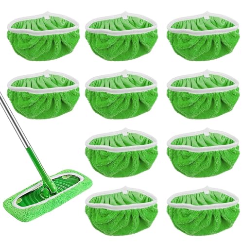 10 Lingettes Microfibres Réutilisables, Compatibles Avec Les Balais À Franges, Recharges Pour Lingettes Humides Et Chiffons De Balayage Secs Lavables Pour Le...