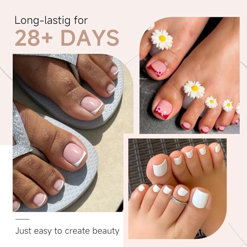 Image of UNA GELLA Toe Nail Tips Full Cover, 216 Pcs Square Round Toe Nail Press Ons Clear Pre-shape Gel Toe Nail Tips Double Matte Acrylic Fake Toenails Extensions DIY Home Nail Salon for Women, 15 Sizes