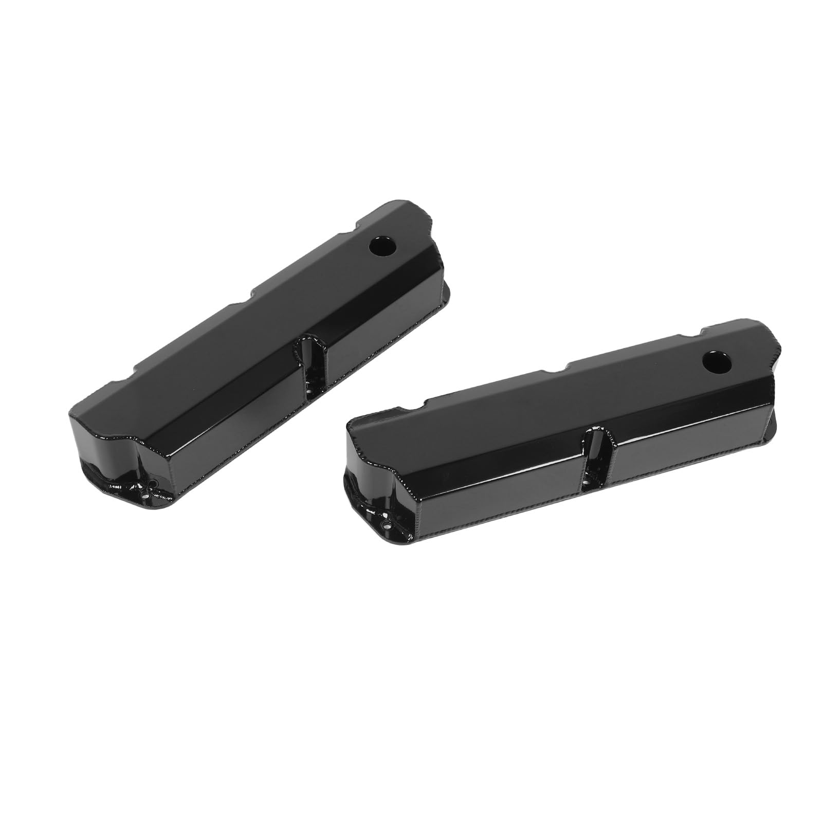 aqxreight Tapa de Válvula Alta DM 4413 BK Pernos Cortos Tapa de Válvula de Aluminio con Orificio de Ventilación para Motor V8 de Bloque Pequeño 289 302 351W 1962 1985 Negro