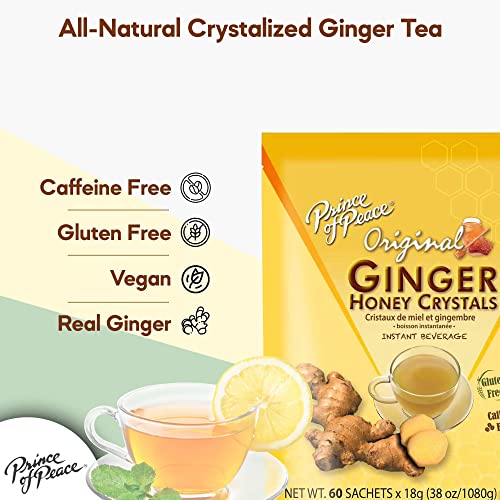 Instant Ginger Honey Crystals Family Value Pack 60 Sachets 18G Per Sachets (Total 38Oz/ 1080G) By Prince Of Peace #TOP1