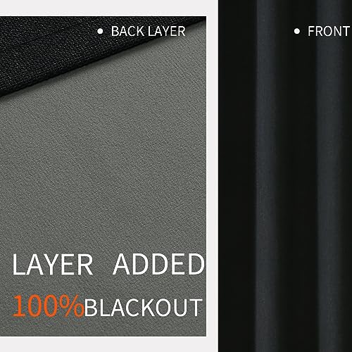 Image of Joydeco Blackout Curtains 108 Inches Long, Black Extra Long Curtains for Living Room Bedroom, Total Room Darkening Curtains Grommets Linen Texture Drapes for Windows(52x108 inch, Black)