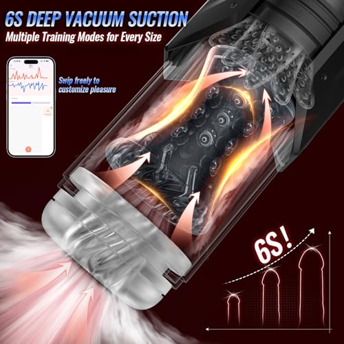 Image of EINSEO Male Masturbator Sex Toy for Men with Phone Holder - AI Sync Waterproof Penis Pump with 7 Sucking & 7 Thrusting Rotating Licking Mode, Pocket Pussy Male Sex Toys with Suction Base Bath Item