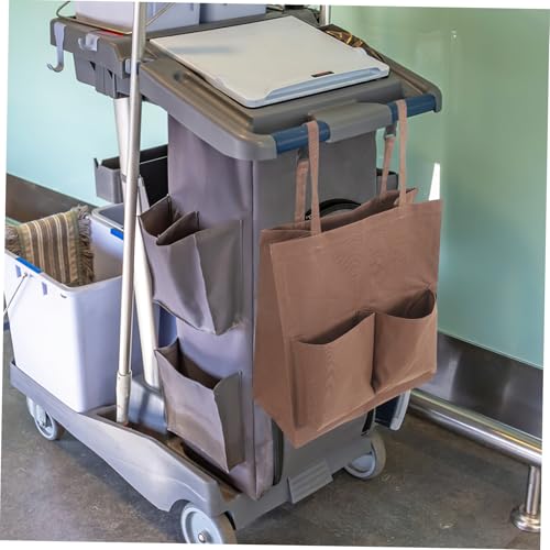 Image of Janitorial Cart Bag, 17.68x15.72x7.86in Replacement Cart Trash Collecting Amenity Bag for Housekeeping Commercial Janitorial Cleaning, Coffee