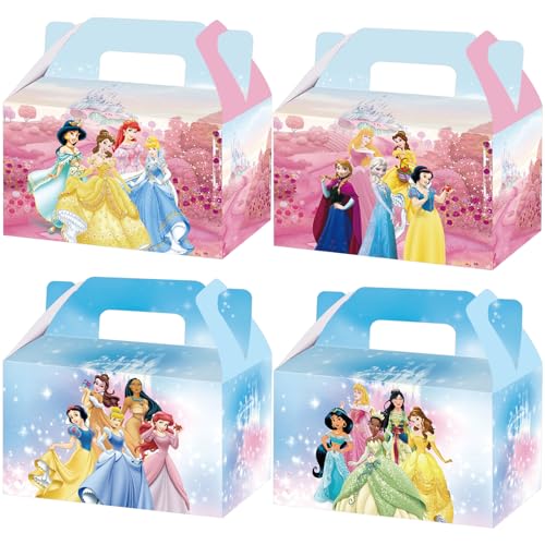 AURSWIF Princess Party Gift Boxes 20 PCS Princess Cardboard Gable Boxes Candy Cookie Boxes for Birthday Party Supplies