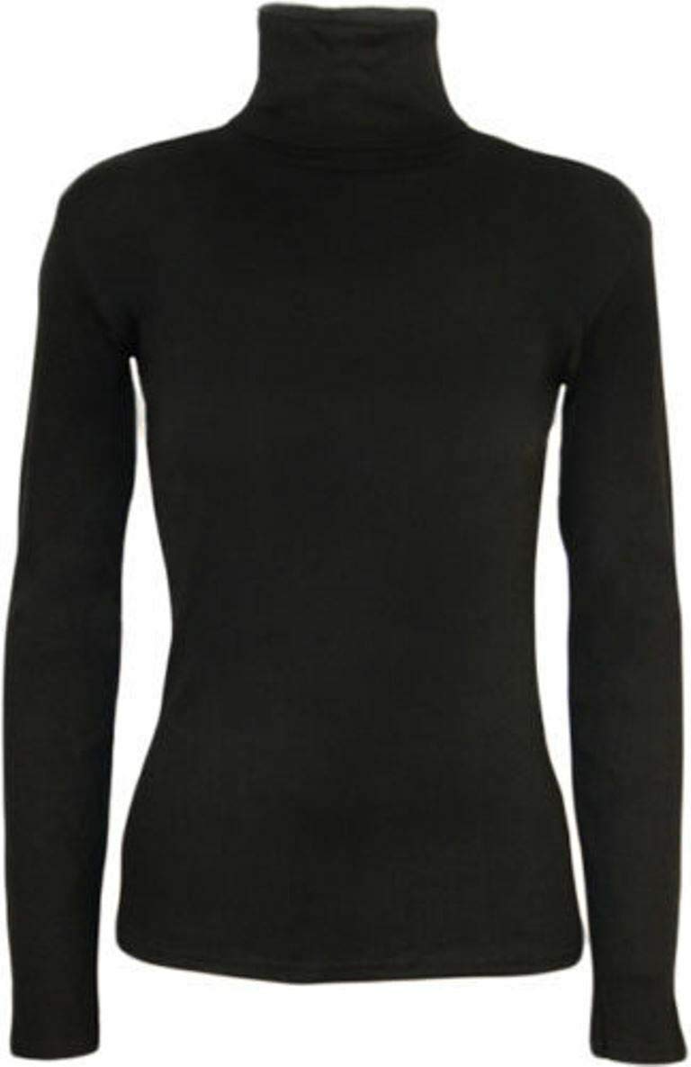 Fashion Lovers Women Stretch Plain Polo Turtle Roll Neck Jumper Black