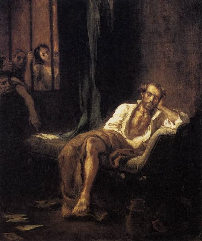 Affiche Toile Eugène Delacroix Tasse à l'asile de fous reproduction d'art portrait 60x90cm
