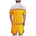 Uomo Estate Tempo Libero Sport 3D Birra Plus Size Fitness In Esecuzione Due Pezzi Vestito Alto Navi Suite, Giallo, XXXXL