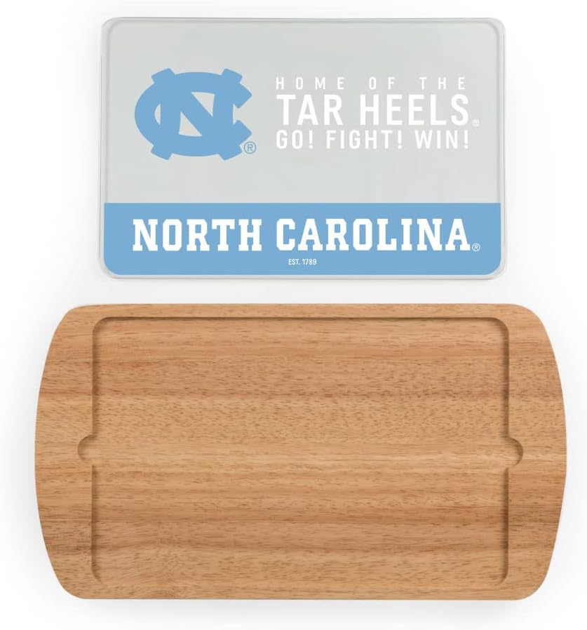 PICNIC TIME NCAA Billboard Glass Top Cheese Board, Serving Platter, Cheese Boards Charcuterie Boards, (Parawood)