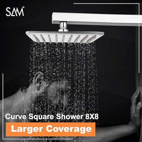 Image of SAM Shower Slim High Pressure Rainfall Showerhead Without Arm for bathroom (Amaze Round, 8 * 8)