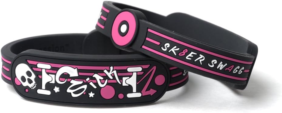 Skate boarding Silicone Bracelet pink (MEDIUM 7.5 inches)