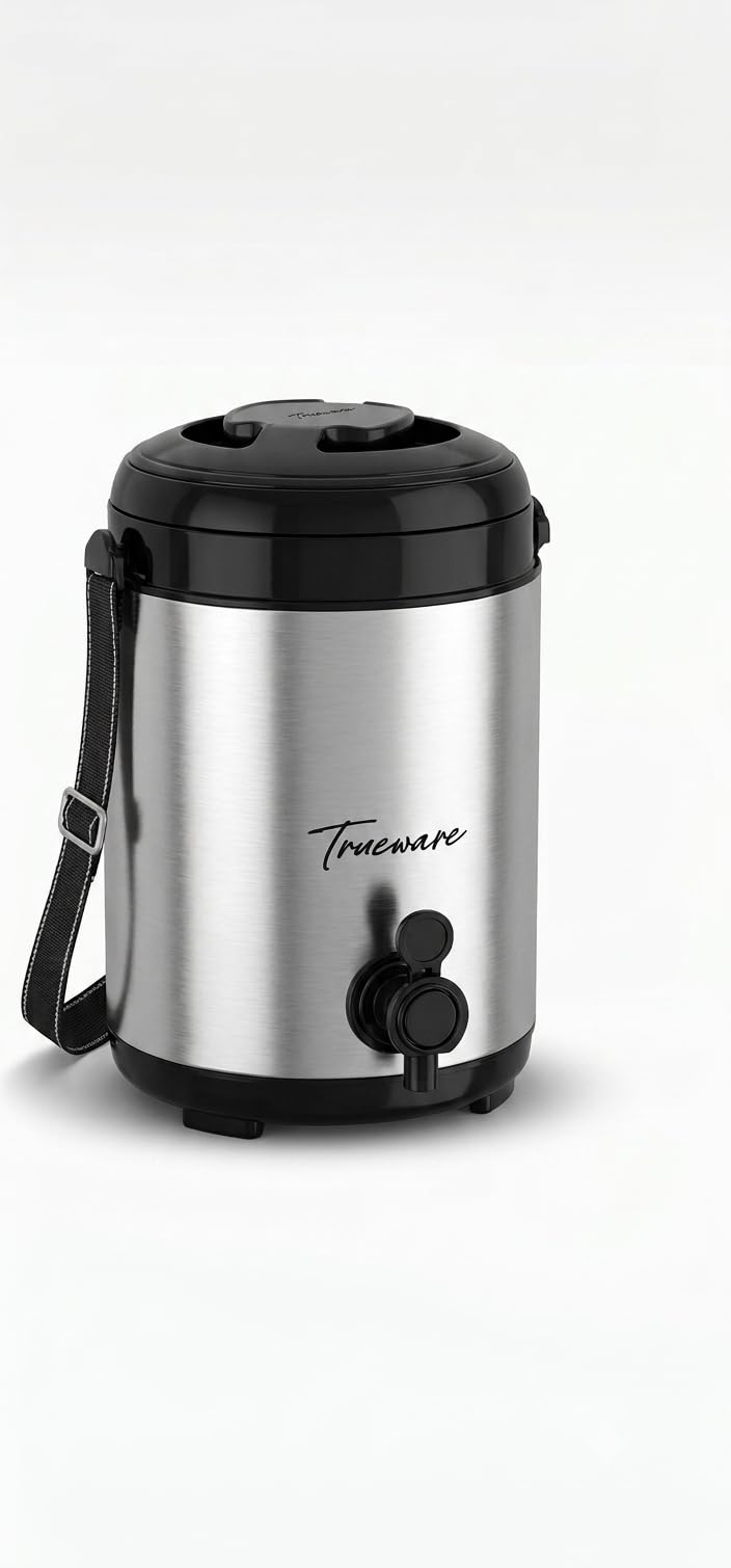 Truewaare Stainless Steel Insulated Water Jug with Tap | Shoulder Strap Included, Hot & Cold Retention, Leak-Proof Tap, Portable Design, Brushed Finish-image-26