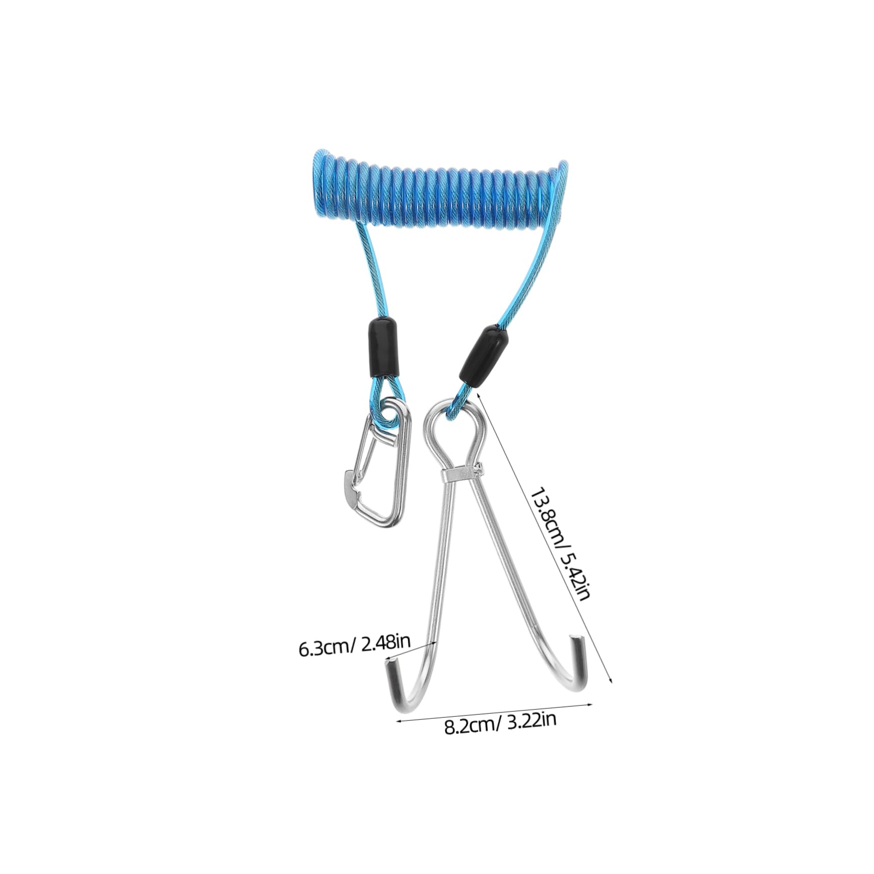 BRIGHTFUFU Stainless Steel Submersible Hook Double Fishing Hooks for Diving Activities Safety Spring Rope Professional Diving Gear