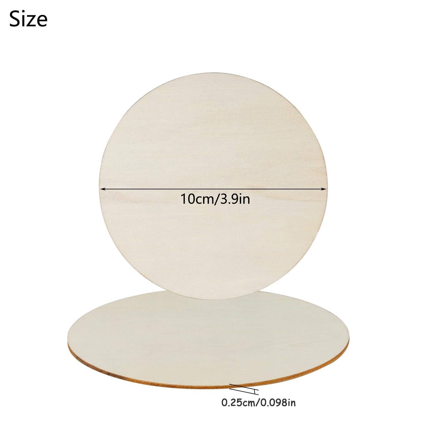 SENENQU Set Van 100 Houten Schijven Met Gat Van 10 Cm - Ronde Schijven Van 10 Cm Diameter - 2,5 Mm Dikke Houten Plaat - Voor Onderzetters En Om Te