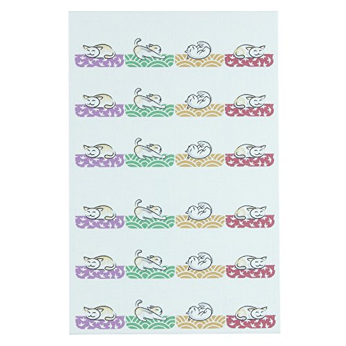 ゆにねーむ 洗濯 タグ に貼る シール 和風ねこ 24ピース×1シート UN-208