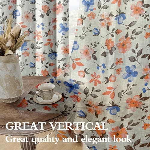 Image of Cortina Linen Polyester Printed Curtains Set of 2, Curtain for Doors Home Decor Items for Living Room Bedroom (Pink, 9FT)