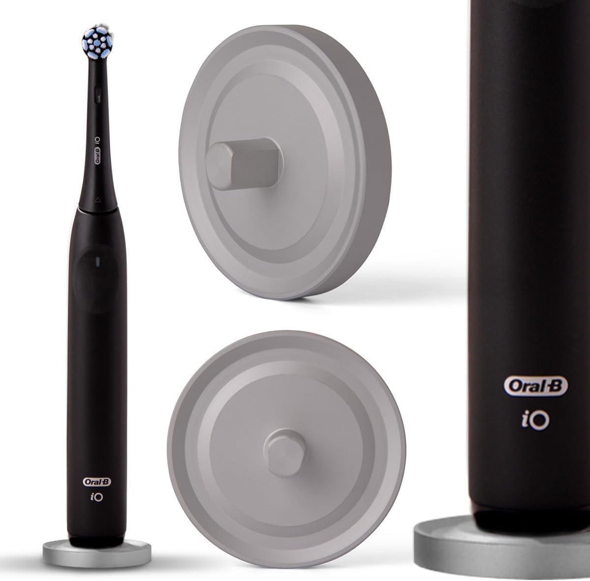 Relsy Silver Oral-B Compatible 2-Pack Electric Toothbrush Holder for Bathroom, Aluminium Oral B Toothbrush Holder with Hygienic Drip Capture Stops Toppling with Metal Toothbrush Stand - Set of 2