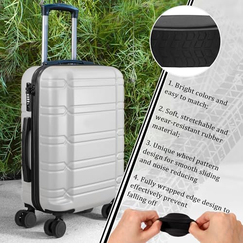 8pcs All-Inclusive Luggage Wheel Covers, 2.05x0.55 Inch Rubber Suitcase Wheel Protector Covers Full Coverage Design Accessories Mute Shockproof for Most 8-Spinner Wheels Suitcase (Black)4