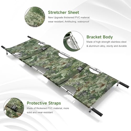 Image of Folding Stretcher for Medical Emergency with Heavy Duty Handles