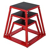 MegaChoice Plyometric Jump Box Gym, 4 Size Set (12/18/24 Inch) Heavy-Duty Steel Plyo Box with Non-Slip Rubber Top for Home Gym, Strength Training