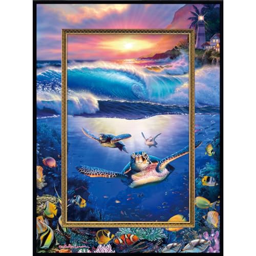 ユーパワー クリスチャン・リース・ラッセン ビッグアート Mサイズ 「カミングホーム タートルズ」