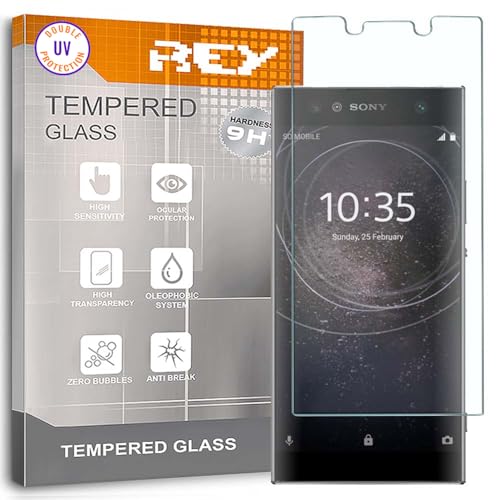 REY Protector de Pantalla para Sony Xperia L2, Cristal con Doble Protección UV, Vidrio Templado Premium 9H+