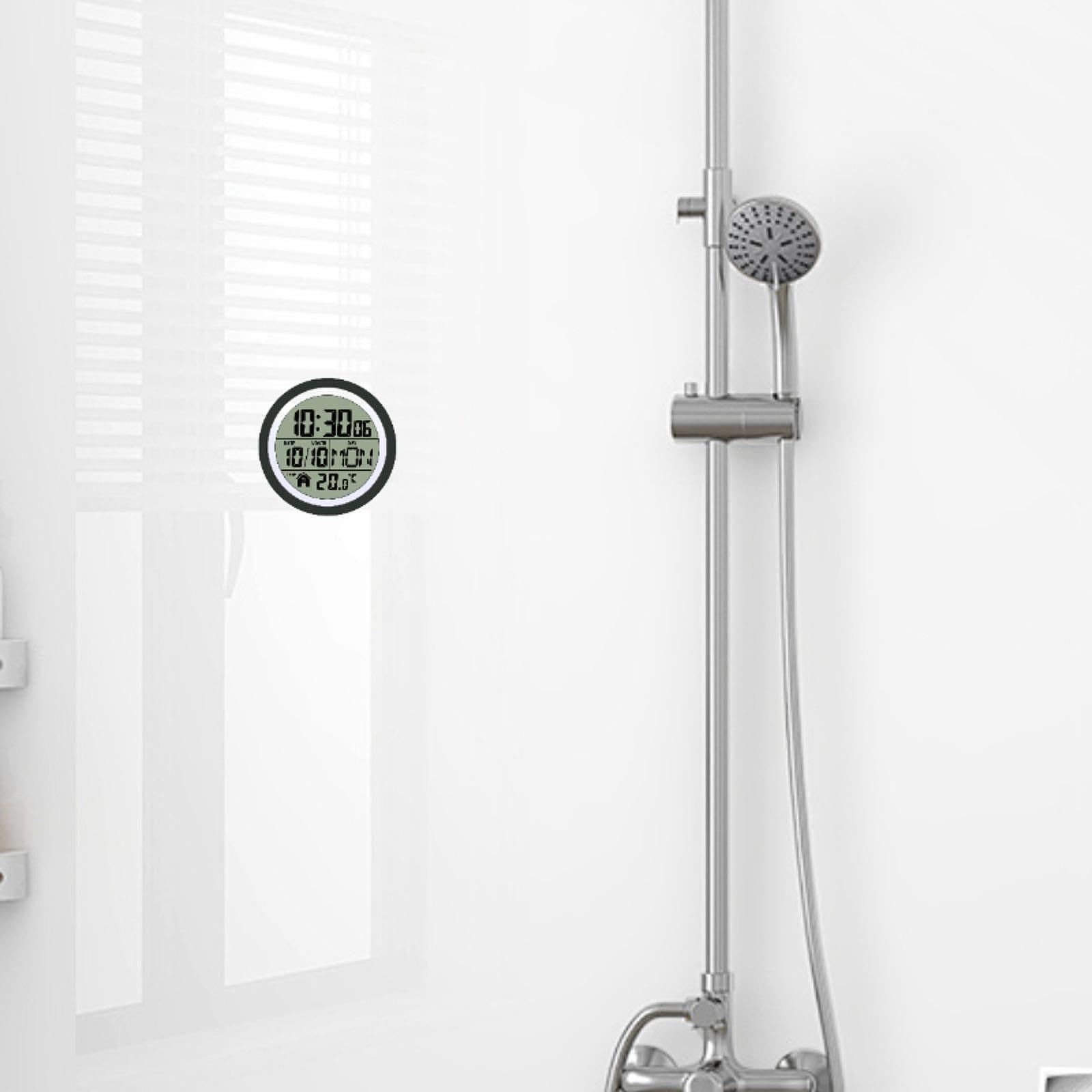 Sharplace wasserdichte Badezimmer-Uhr Mini Badezimmeruhr mit Silikagel Saugnäpfe zum Aufhängen, Funk-Badezimmeruhr, Küchenuhr, Baduhr, Quarz-Uhrwerk, feuchtigkeitsabweisend, 145 x 65 mm Schwarz